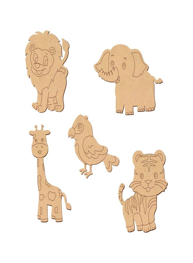 Asmi Collections Asmi Collecions MDF Wooden Premarked Animals and Birds Cutouts for DIY Craft Work, Home Decoration (Set of 10) - Image 1